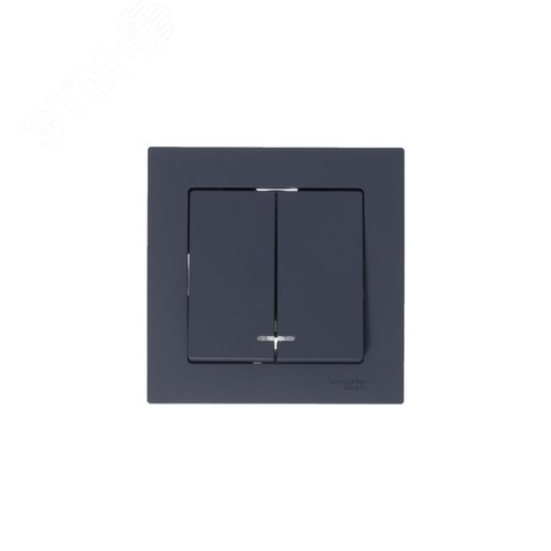 Выключатель двухклавишный ATLASDESIGN с подсветкой схема 5а 10АХ механизм грифель - фото 8