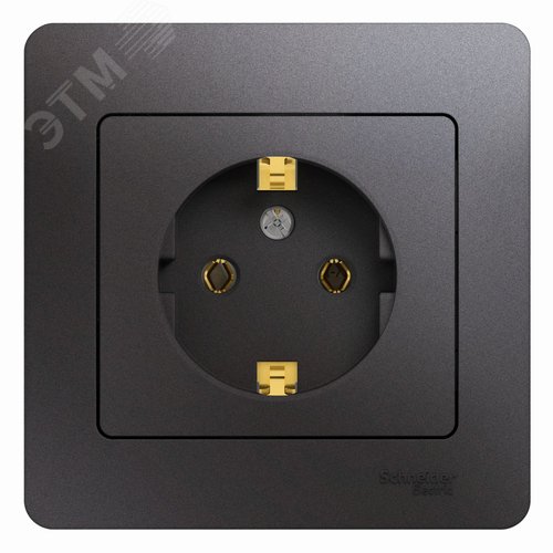 Изображение товара GLOSSA розетка с заземлением в сборе графит (шт)