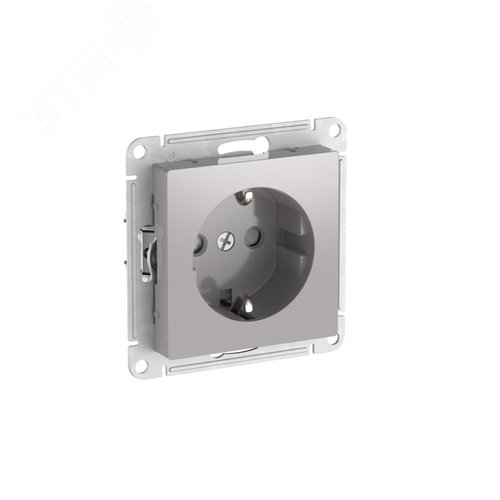 ATLASDESIGN РОЗЕТКА с заземлением со шторками, 16А, быстрозажимные клеммы, АЛЮМИНИЙ - фото 1