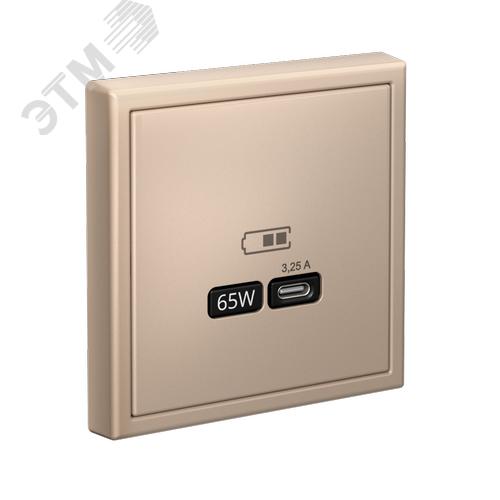 ARTGALLERY USB розетка тип-С 65Вт высокоскор.заряд. QC, PD, механизм, песочный - фото 4
