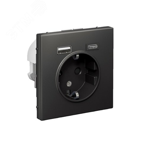 ARTGALLERY розетка 16А с 2 USB A+C, 5В/2,4А/3,0А, 2х5В/1,5А, механизм, базальт - фото 2