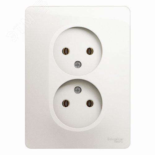 Изображение товара GLOSSA Розетка двойная без заземления перламутр в сборе (шт)