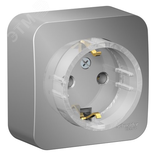 Розетка BLANCA наружная, с заземлением, без шторок, (тонкая), с изолирующей пластиной 16А, 250В, алюминий - фото 3