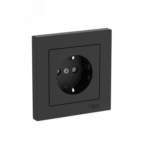 ATLASDESIGN РОЗЕТКА с заземлением со шторками, 16А, в сборе, быстрозажимные клеммы, КАРБОН - фото 1