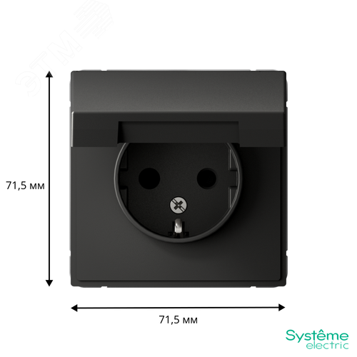 ARTGALLERY розетка с заземл. со шторк. с крышкой, 16А, IP20, механизм, базальт - фото 3