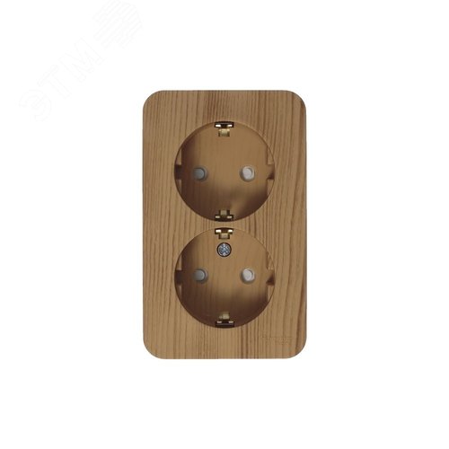 Розетка BLANCA наружная двойная, с заземлением, со шторками, с изолирующей пластиной, 16А, 250В, ясень - фото 4
