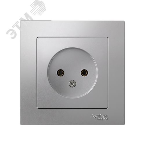 Розетка ATLASDESIGN без заземления 16А в сборе алюминий - фото 2