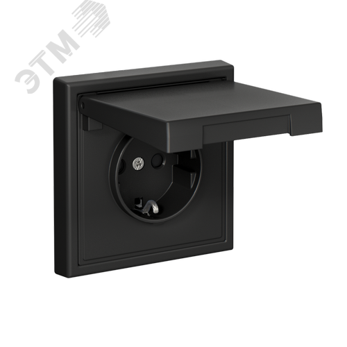 ARTGALLERY РОЗЕТКА с заземл. со шторк. с крышк., 16А, IP20,  механизм, быстрозажимные клеммы, базальт - фото 4