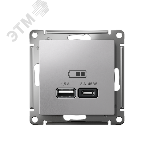 ATLASDESIGN USB РОЗЕТКА A + тип-C 45W высокоскор.заряд. QC,PD, механизм,АЛЮМИНИЙ - фото 2