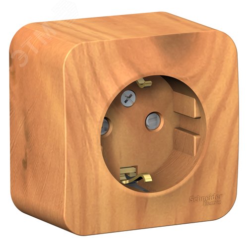 BLANCA Розетка наружная с заземлением со шторкамими с изолирующей пластиной, 16А, 250В, ясень - фото 6