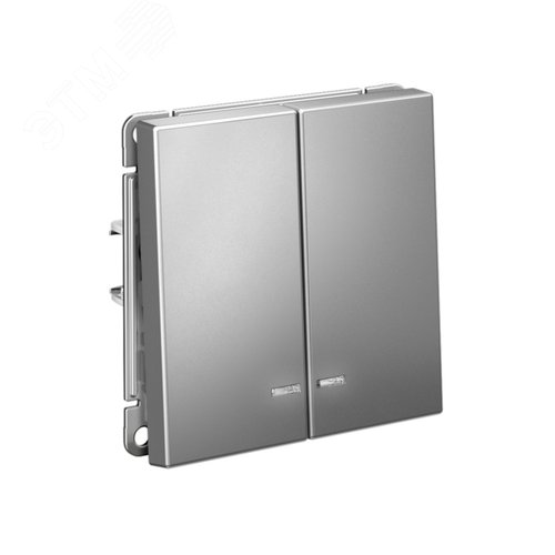 ARTGALLERY 2-клавишный ВЫКЛЮЧАТЕЛЬ с подсветкой, сх.5а, 10АХ, механизм, быстрозажимные клеммы, СТАЛЬ - фото 2