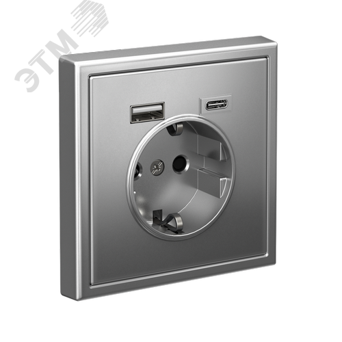 ARTGALLERY розетка 16А с 2 USB A+C, 5В/2,4А/3,0А, 2х5В/1,5А, механизм, сталь - фото 4