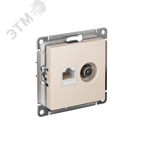 Изображение товара Розетка ATLASDESIGN двойная компьютерная+ТВ RJ45+TV категория 5E механизм бежевый (шт)