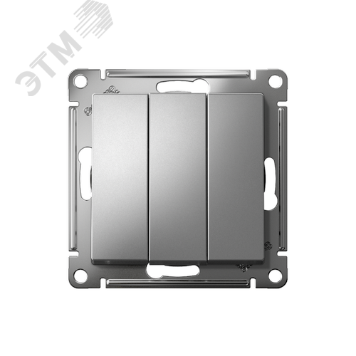 Выключатель трехклавишный ATLASDESIGN схема 1+1+1 10АХ механизм сталь - фото 2