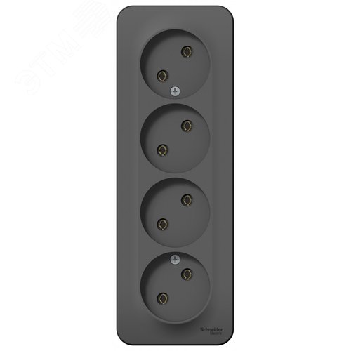 Розетка BLANCA наружная четырехпостовая, без заземления, без шторок, с изолирующей пластиной, 16А, 250В, антрацит - фото 6