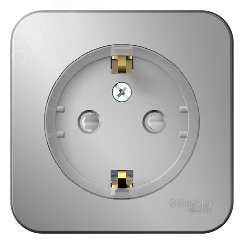 Розетка BLANCA наружная, с заземлением, со шторками, (тонкая), с изолирующей пластиной 16А, 250В, алюминий - фото 1