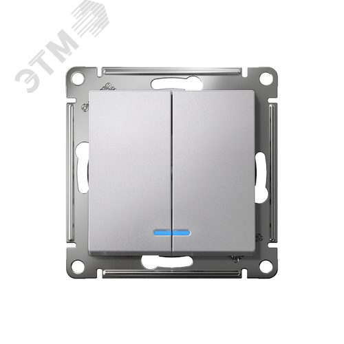 Выключатель двухклавишный ATLASDESIGN с подсветкой схема 5а 10АХ механизм алюминий - фото 7