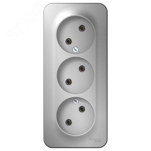 Розетка BLANCA наружная 3-я без заземления без шторок с изоляционной пластиной 16А 250В алюминий - фото 3