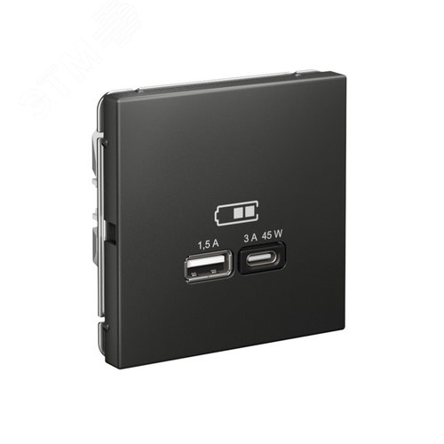 ARTGALLERY USB розетка A + тип-C 45Вт высокоскор.заряд. QC, PD, механизм, базальт - фото 2