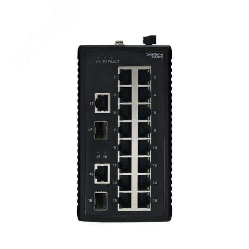 Коммутатор промышленный неуправляемый Ethernet, 16x10/100BaseT, 2x100/1000BaseX SFP - фото 2