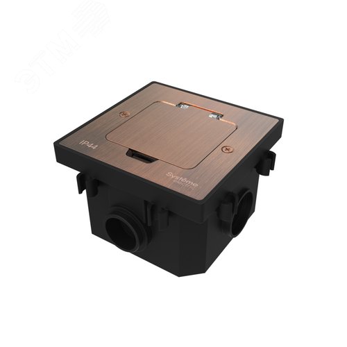 Лючок MultiDeS на 2 модуля IP44 с монтажной коробкой для бетонных полов МЕДЬ тип MDK20 - фото 1