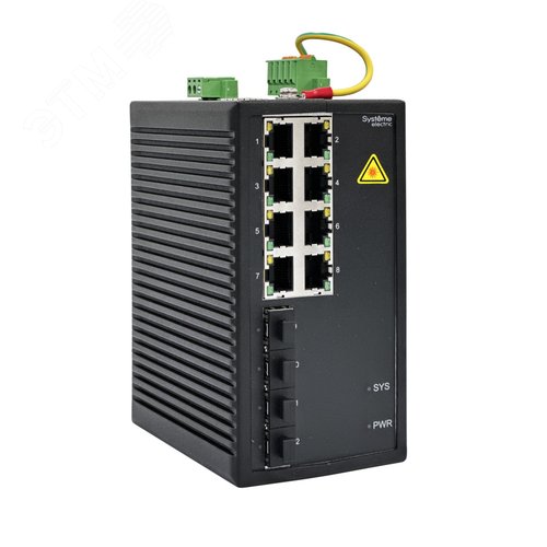 Изображение товара Коммутатор промышленный управляемый Ethernet L2, 8x10/100/1000BaseT, 4x100/1000BaseX SFP (шт)