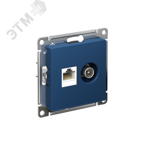 Изображение товара ATLASDESIGN РОЗЕТКА двойная ТВ + компьютерная RJ45, кат. 5Е, АКВАМАРИН (шт)