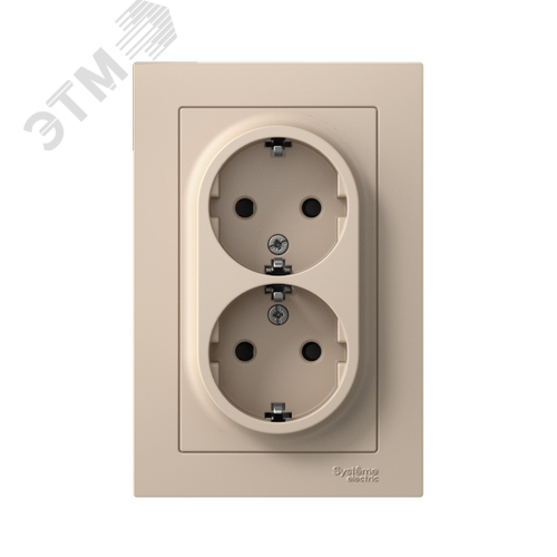 ATLASDESIGN РОЗЕТКА двойная с заземлением со шторками, 16А, в сборе, ПЕСОЧНЫЙ - фото 2
