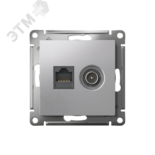 Розетка ATLASDESIGN двойная компьютерная+ТВ RJ45+TV категория 5E механизм алюминий - фото 2