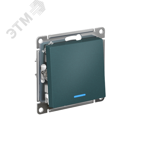 Изображение товара ATLASDESIGN 1-клавишный ПЕРЕКЛЮЧАТЕЛЬ с подсветкой, сх.6а, 10АХ, быстрозажимные клеммы, ИЗУМРУД (шт)