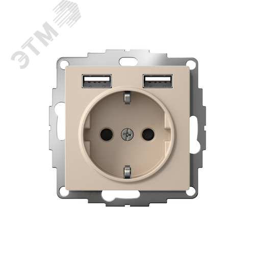 ATLASDESIGN РОЗЕТКА 16А c 2 USB A+A, 5В/2,4А, 2х5В/1,2А, механизм, ПЕСОЧНЫЙ - фото 2