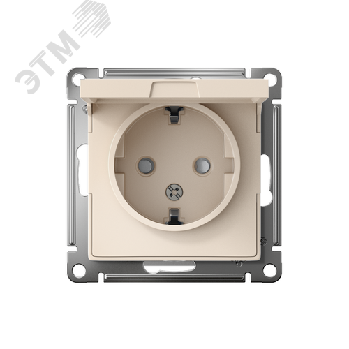 Розетка ATLASDESIGN с заземлением со шторками с крышкой 16А IP20 механизм бежевый - фото 2