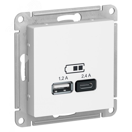 ATLASDESIGN USB РОЗЕТКА А+С, 5В/2,4 А, 2х5В/1,2 А, механизм, ЛОТОС - фото 1