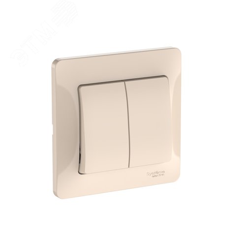 Изображение товара GLOSSA 2-клавишный ВЫКЛЮЧАТЕЛЬ, сх.5, 10АХ, в сборе, быстрозажимные клеммы, БЕЖЕВЫЙ (шт)