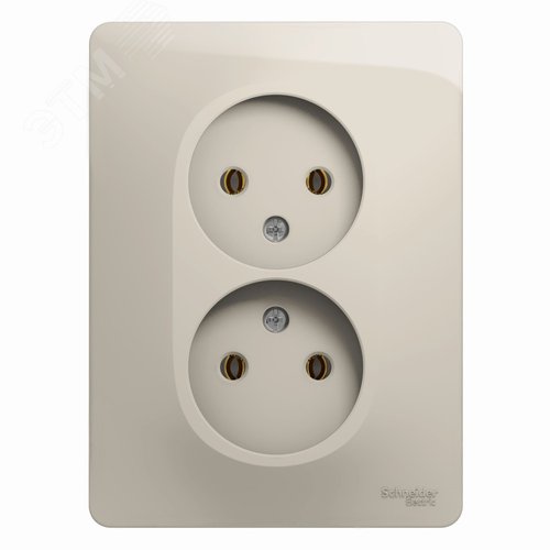 Изображение товара GLOSSA розетка двойная без заземления в сборе молочный (шт)