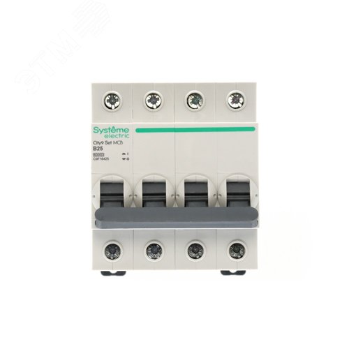 Выключатель автоматический четырехполюсный (АВ) B 25А 4P 6kA 400В City9 Set - фото 2