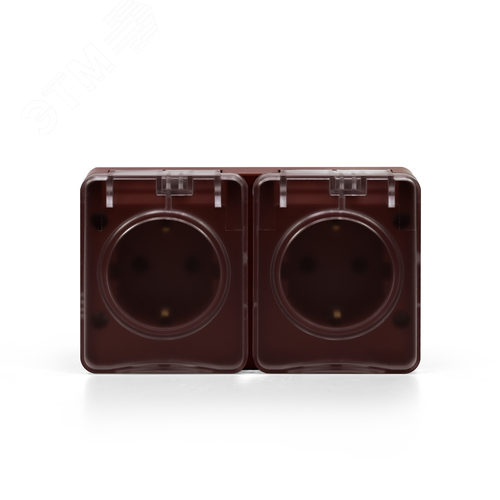 AtlasDesign PROFI IP54 О/У РОЗЕТКА двойная с з/к со шторками 16А, КОРИЧНЕВЫЙ - фото 3