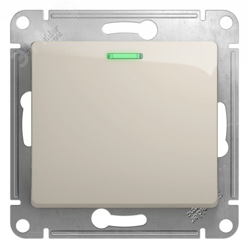 Выключатель одноклавишный, с подсветкой, механизм схема 1а молочный - фото 1