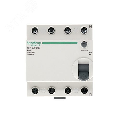 Выключатель дифференциального тока (ВДТ) 63А 4P 100мА Тип-AC 400В City9 Set - фото 2