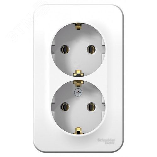 BLANCA  розетка наружная  двойная с заземлением без шторок, 16А, 250В, белый - фото 5