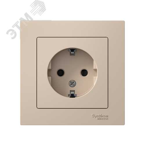 ATLASDESIGN РОЗЕТКА с заземлением со шторками, 16А, в сборе, ПЕСОЧНЫЙ - фото 2