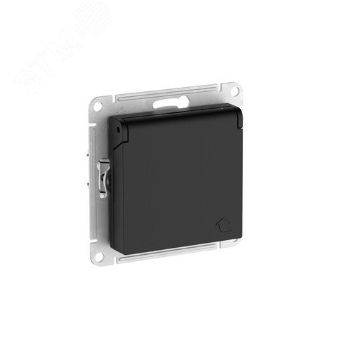 ATLASDESIGN РОЗЕТКА с заземл. со шторк. с крышкой, 16А, IP20,мех., быстрозажимные клеммы, КАРБОН - фото 1
