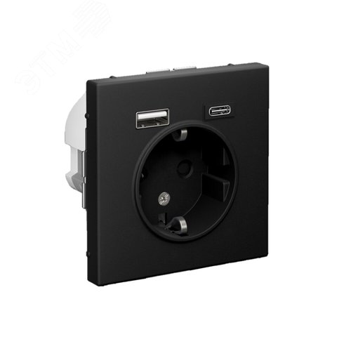 ARTGALLERY розетка 16А с 2 USB A+C, 5В/2,4А/3,0А, 2х5В/1,5А, механизм, карбон - фото 2