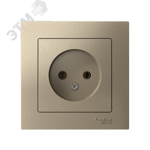 Розетка ATLASDESIGN без заземления 16А в сборе шампань - фото 2