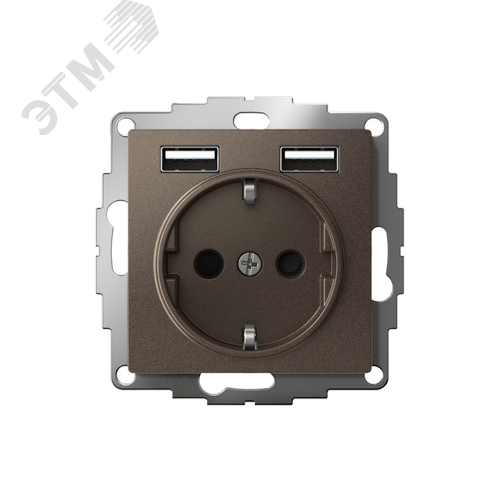 РОЗЕТКА ATLASDESIGN 16А c 2 USB A+A, 5В/2,4А, 2х5В/1,2А, механизм, МОККО - фото 2