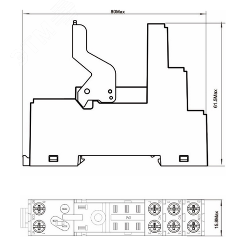 Разъем модульный 2СО для промежуточного реле 1СО скоба (без реле) - фото 2