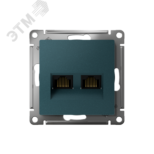 Розетка ATLASDESIGN двойная компьютерная RJ45+RJ45 категория 5E механизм изумруд - фото 2