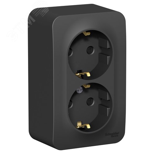 Изображение товара BLANCA розетка наружная двойная с заземлением со шторками, 16А, 250В, антрацит (шт)