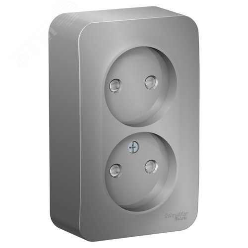 Изображение товара Розетка BLANCA наружная двойная, без заземления, со шторками, с изолирующей пластиной, 16А, 250В, алюминий (шт)