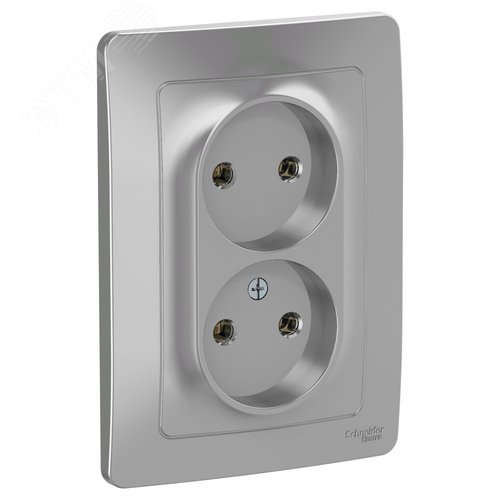 BLANCA скрытой установки розетка двойная без заземления без шторок, 16А, 250В, алюминий - фото 1